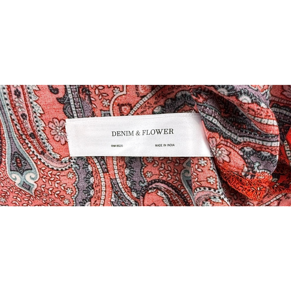 Denim & Flower Ricky Singh Mens XL Paisley Short Sleeve Button Up Shirt Red - Picture 4 of 8